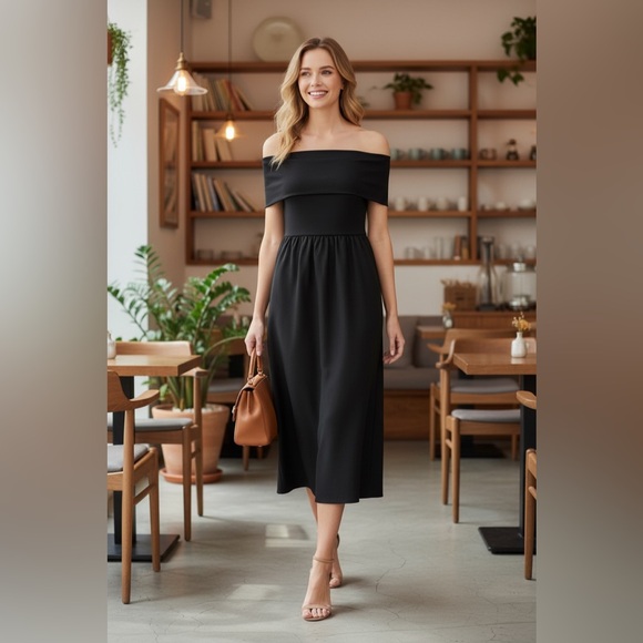 Lands' End Dresses & Skirts - Lands' End Off the Shoulder Slender Dress Black
With pockets